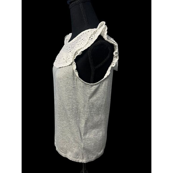 J. CREW RUFFLE WOMEN TOP, GREY/WHITE, WORK ATTIRE, WESTERN, COTTAGECORE - Picture 6 of 12